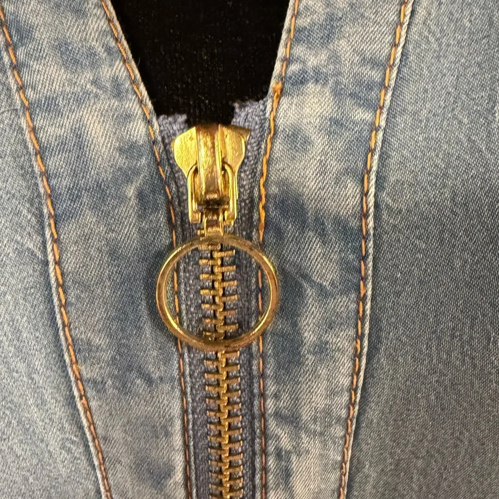 INC. Denim Zip Front Mini Dress - Picture 4 of 6